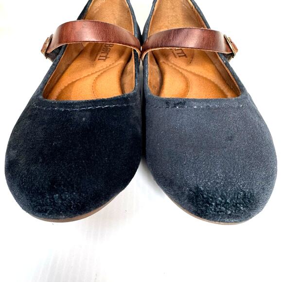 BORN Mary Janes Womens 8.5 Navy Velvet Leather Flats Classic Preppy Fairygoth - Picture 6 of 12